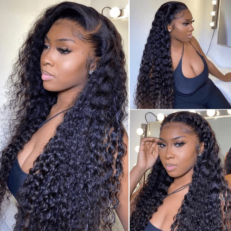 Brazilian Deep Curly Remy Human Hair Lace Front Wig