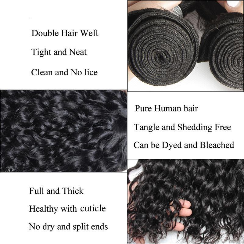 Water Wave Virgin Human Hair 3 Bundles
