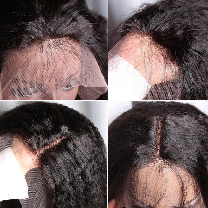 Modern Remy Human Hair Yaki Straight Lace Front Wigs