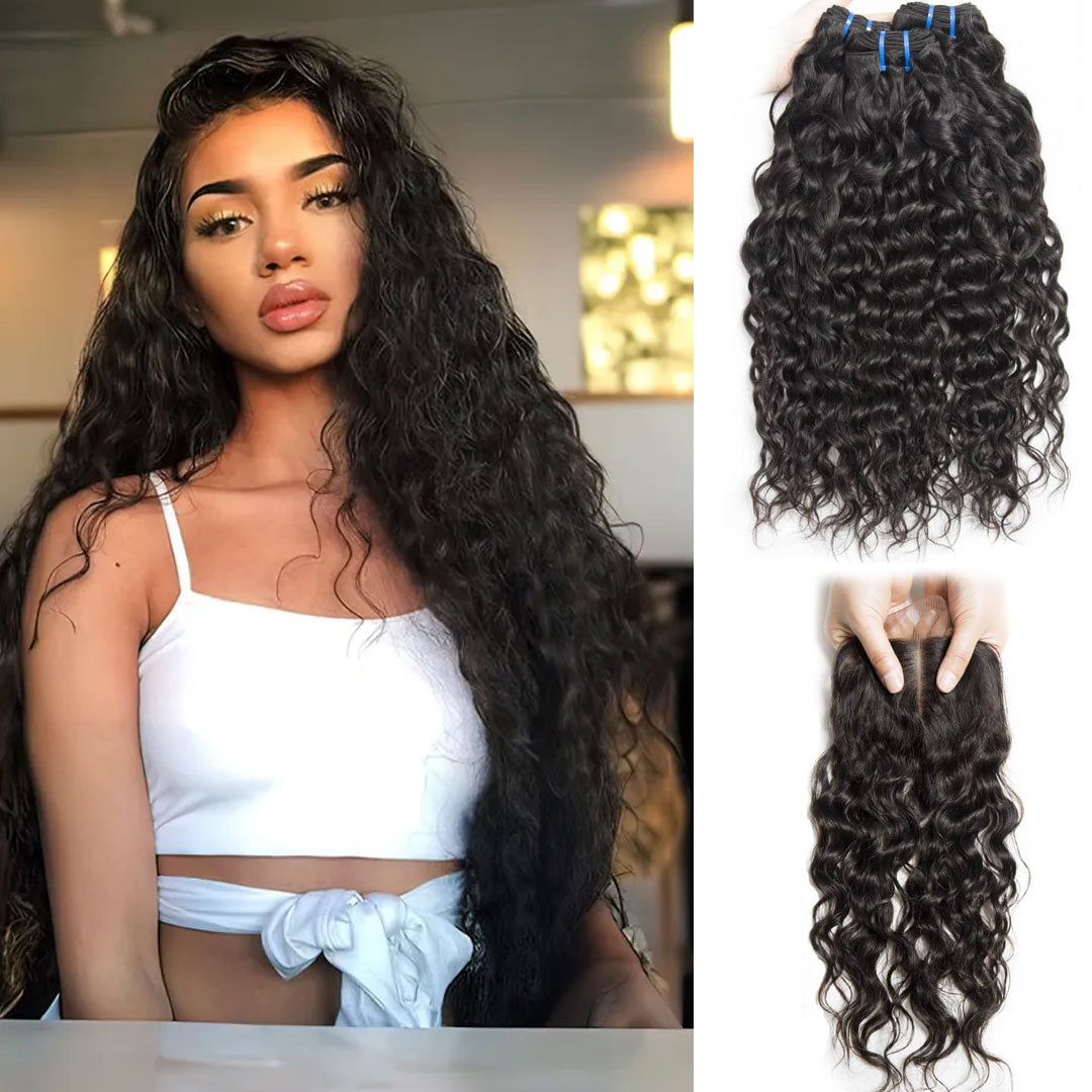 Water Wave Virgin Human Hair 3 Bundles
